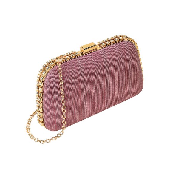 Tigerstars Pink Rhinestone Trim Evening Clutch Bag - Picture 1 of 2